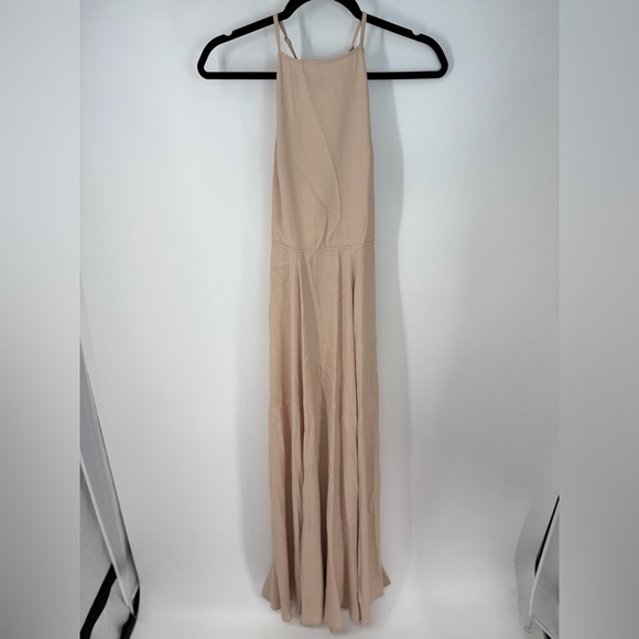 Reformation Tan Adjustable Strap High Neck Sleeveless Open Back Maxi Dress - Picture 1 of 4
